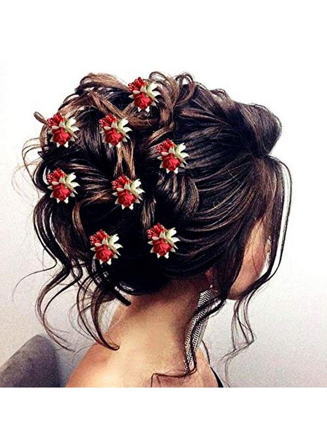 Hair Flare Hair Flare 2148 Women's Girls Ladies Hair Pins Clips Hair Buns HairStyles Artificial Flowers Accessories For Weddings Bride, Red  - Image 1