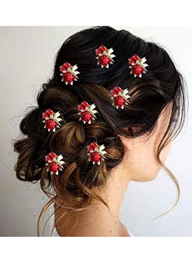 Hair Flare Hair Flare 2148 Women's Girls Ladies Hair Pins Clips Hair Buns HairStyles Artificial Flowers Accessories For Weddings Bride, Red  - Image 4