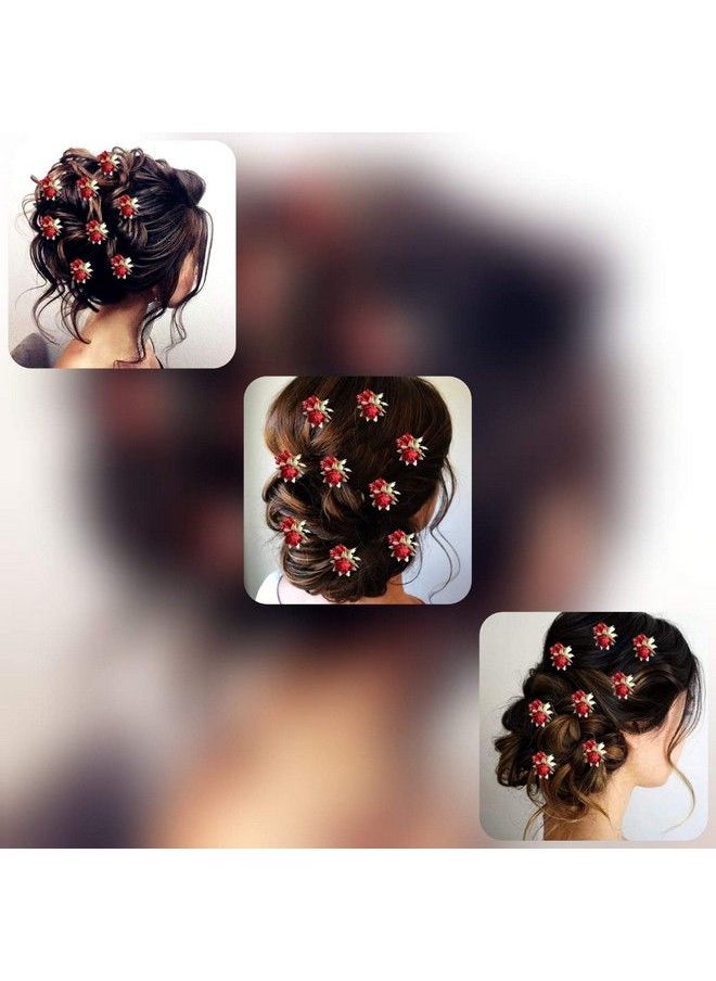 Hair Flare Hair Flare 2148 Women's Girls Ladies Hair Pins Clips Hair Buns HairStyles Artificial Flowers Accessories For Weddings Bride, Red  - Image 5