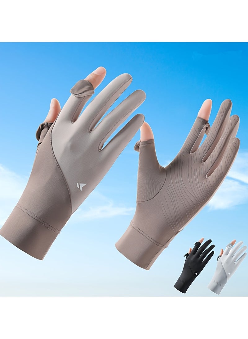 Generic Summer Athletic Gloves Women - Lightweight Finger Gloves for Driving, Running & Gym ( Gray)  - Image 1