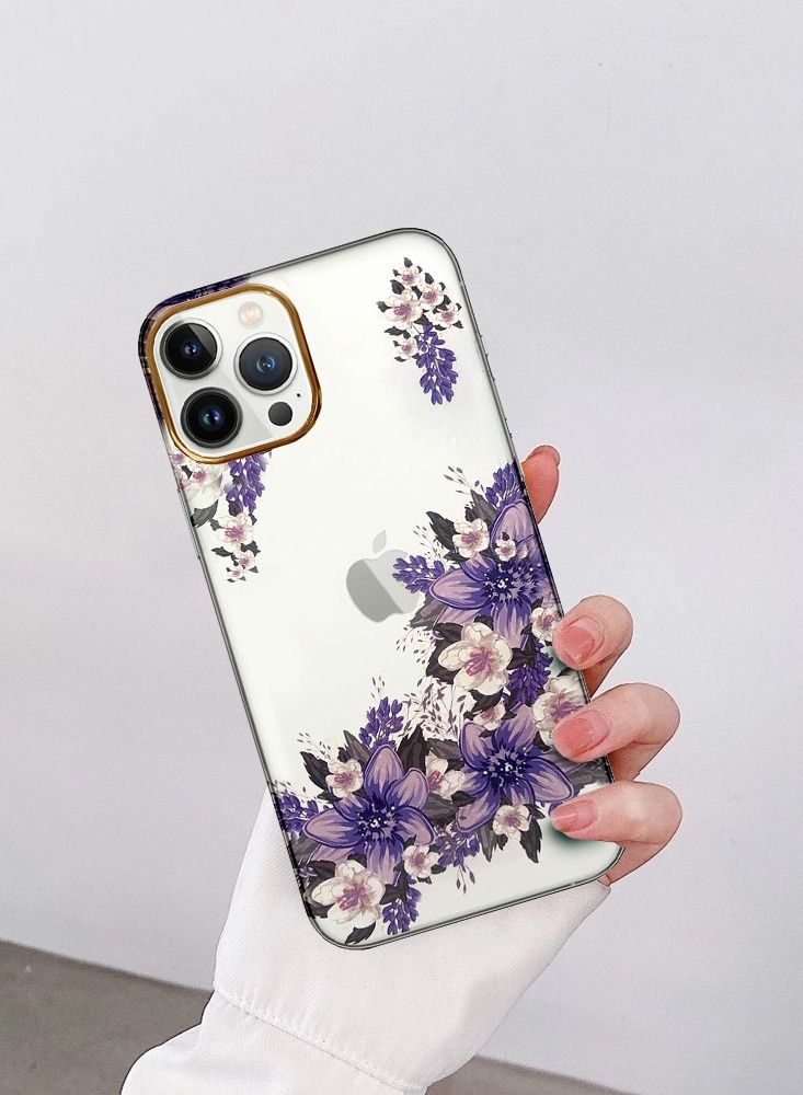 JOWAY حافظة آيفون 12 برو ماكس الزهرية الشفافة فائق النحافة مقاومة للصدمات تصميم طباعة الزهور 2 - Image 4