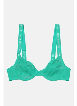Women Textured Non Padded Wired Bra, Mint Green