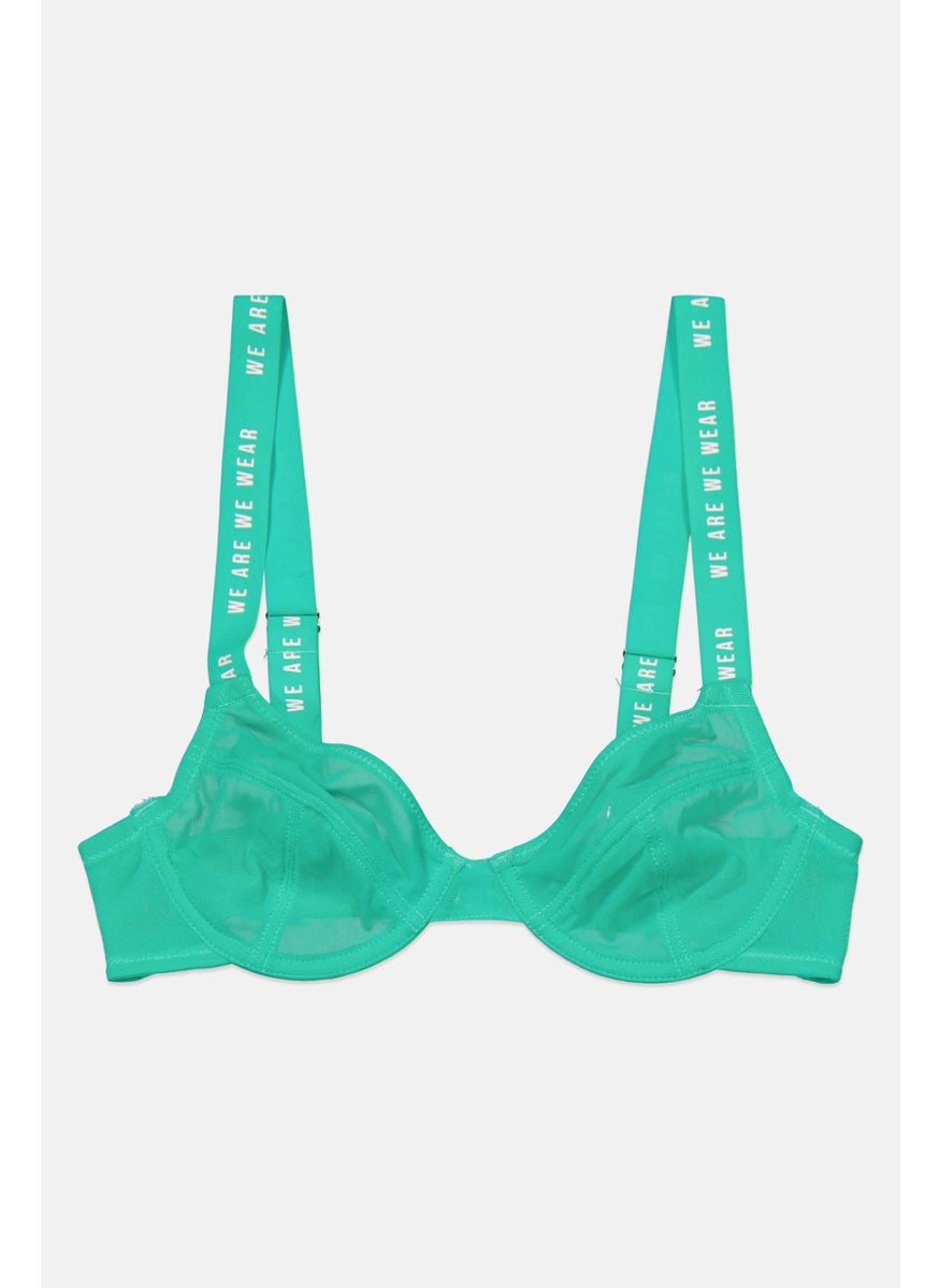 We Are We Wear - Women Textured Non Padded Wired Bra, Mint Green - Image 1