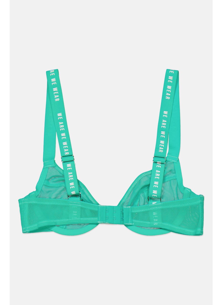 We Are We Wear - Women Textured Non Padded Wired Bra, Mint Green - Image 1