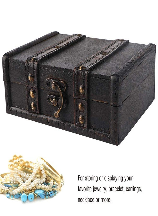 Naroote Stash Box, Gray Treasure Chest Keepsake and Jewelry Box Wooden Box, Keepsake Boxes for Bracelet Earrings Necklace Jewelry (6273-01-do old gray) - Image 4