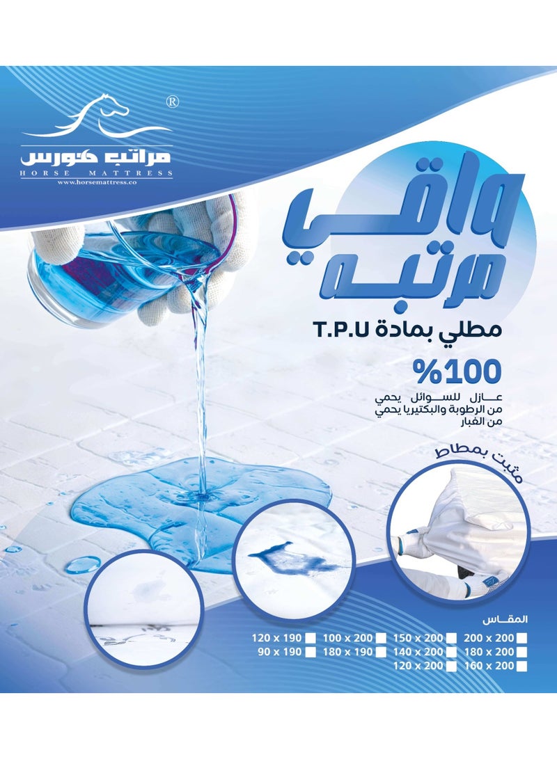 مرتبة سرير 150×200 نفر ونص مع لباد فندقي وواقي مرتبة مقاوم للماء ومخدات فندقية عدد 2 - بكج سيتي الفندقي من مراتب هورس