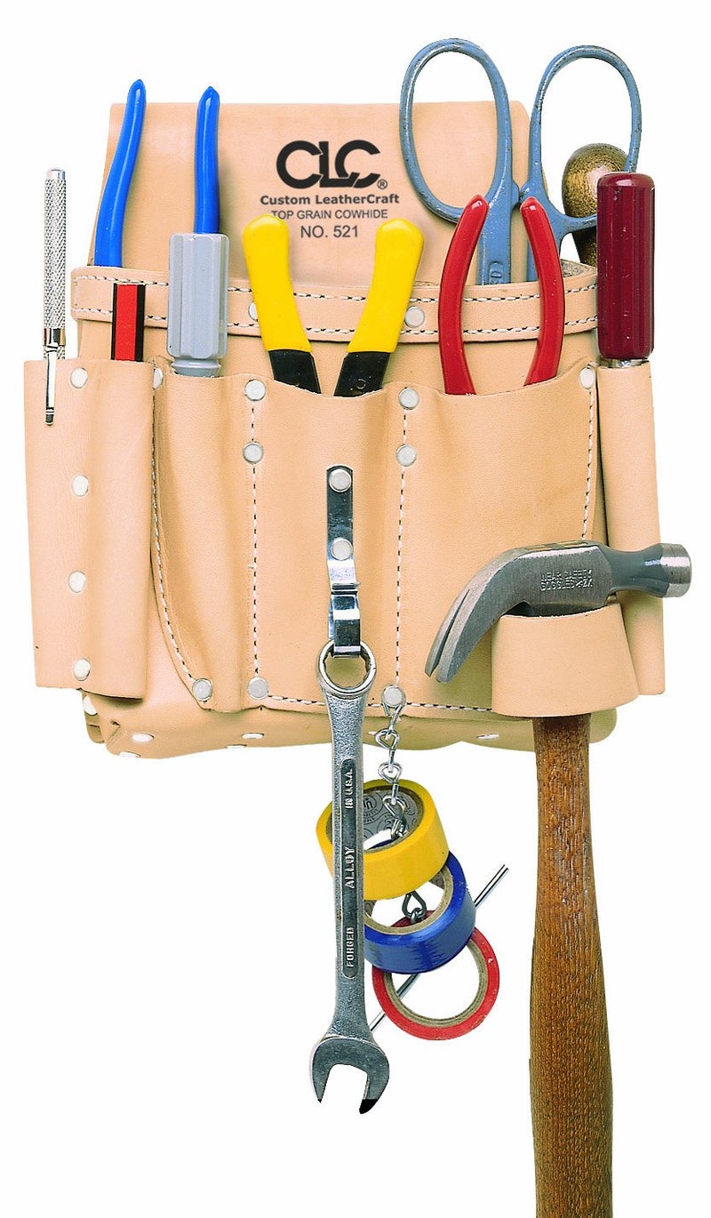 CLC Custom Leathercraft 521 Electricians Tool Pouch Heavy Duty 8Pocket Tan