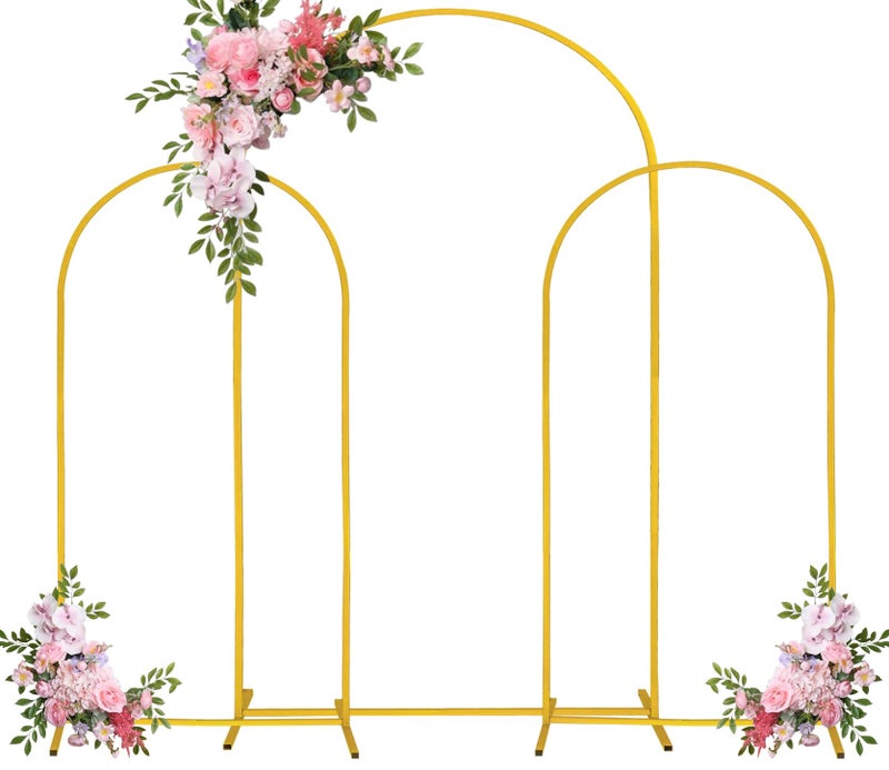 Arch Backdrop Stand 72FT 6FT 6FT Set of 3 Gold Wedding Arch Stand Balloon Arch Stand Stable Metal Arch Backdrop Frame for Wedding Ceremony Birthday Party Bridal Baby Shower Banquet Decoration
