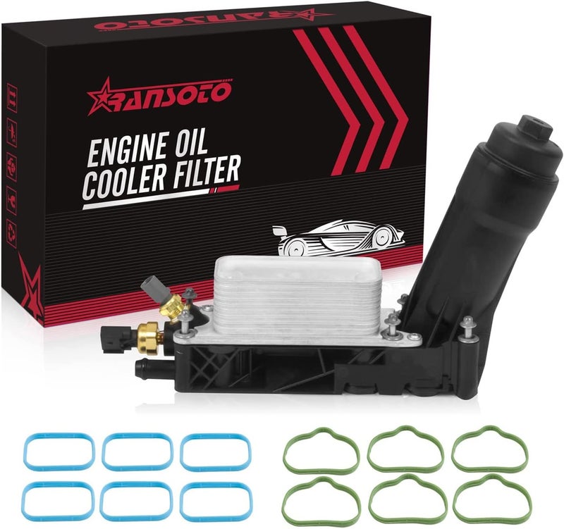 RANSOTO Engine Oil Cooler with Oil Filter Housing Adapter Assembly Compatible with 2011 2012 2013 Chrysler 200 300, Dodge Charger Journey Caravan Durango, Jeep Wrangler Replaces 5184294AE - Image 1