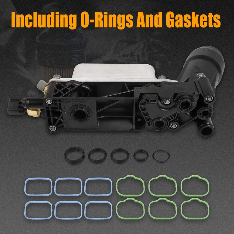 RANSOTO Engine Oil Cooler with Oil Filter Housing Adapter Assembly Compatible with 2011 2012 2013 Chrysler 200 300, Dodge Charger Journey Caravan Durango, Jeep Wrangler Replaces 5184294AE - Image 2