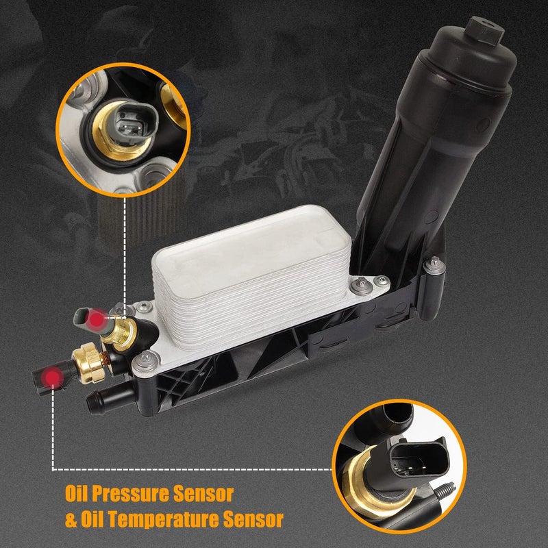 RANSOTO Engine Oil Cooler with Oil Filter Housing Adapter Assembly Compatible with 2011 2012 2013 Chrysler 200 300, Dodge Charger Journey Caravan Durango, Jeep Wrangler Replaces 5184294AE - Image 4