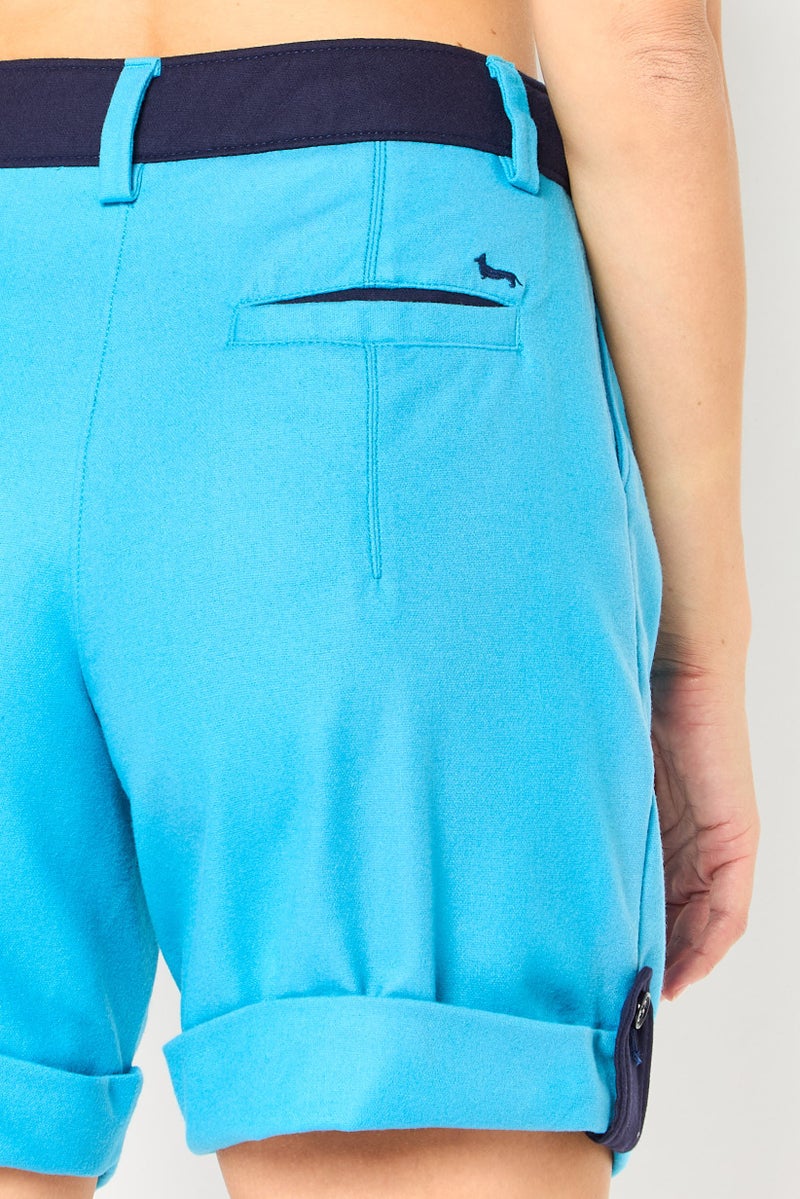 Harmont & Blaine Women Solid Cuffed Shorts, Blue - Image 3