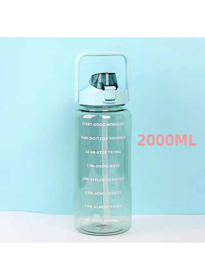 Darkpyro 2L Capacity Belt Straw Transparent Motivational Water Bottle for Office, School, College Gym&Sports Time Marker Leak Proof & Break-Proof comes with Silicon Brush BPA-Free, Multicolor, Plastic - Image 4