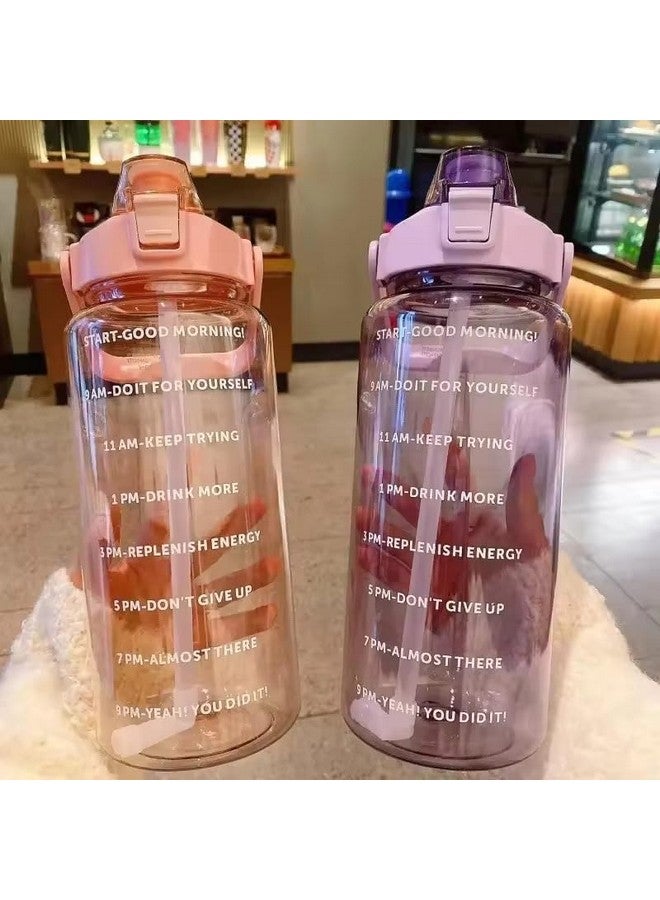 Darkpyro 2L Capacity Belt Straw Transparent Motivational Water Bottle for Office, School, College Gym&Sports Time Marker Leak Proof & Break-Proof comes with Silicon Brush BPA-Free, Multicolor, Plastic - Image 5