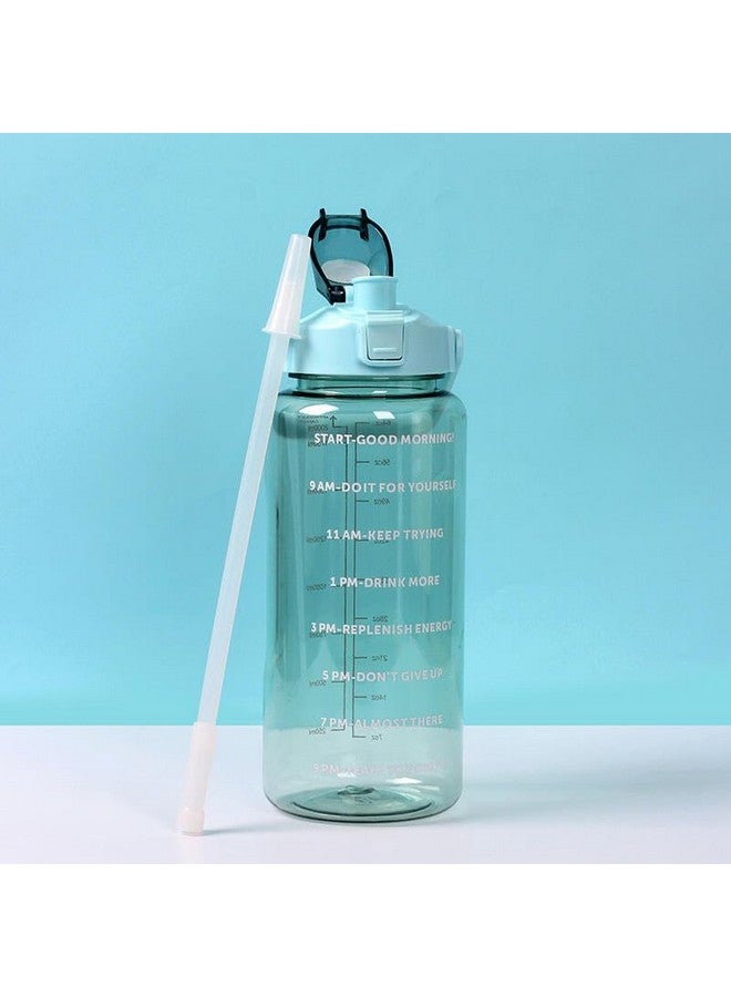Darkpyro 2L Capacity Belt Straw Transparent Motivational Water Bottle for Office, School, College Gym&Sports Time Marker Leak Proof & Break-Proof comes with Silicon Brush BPA-Free, Multicolor, Plastic - Image 1