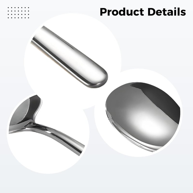 Serving Spoon Set (4 Pcs), 304 Stainless Steel, Gold & Silver Finish, with Slotted and Solid Spoons, Long Handle for Chef - Image 4