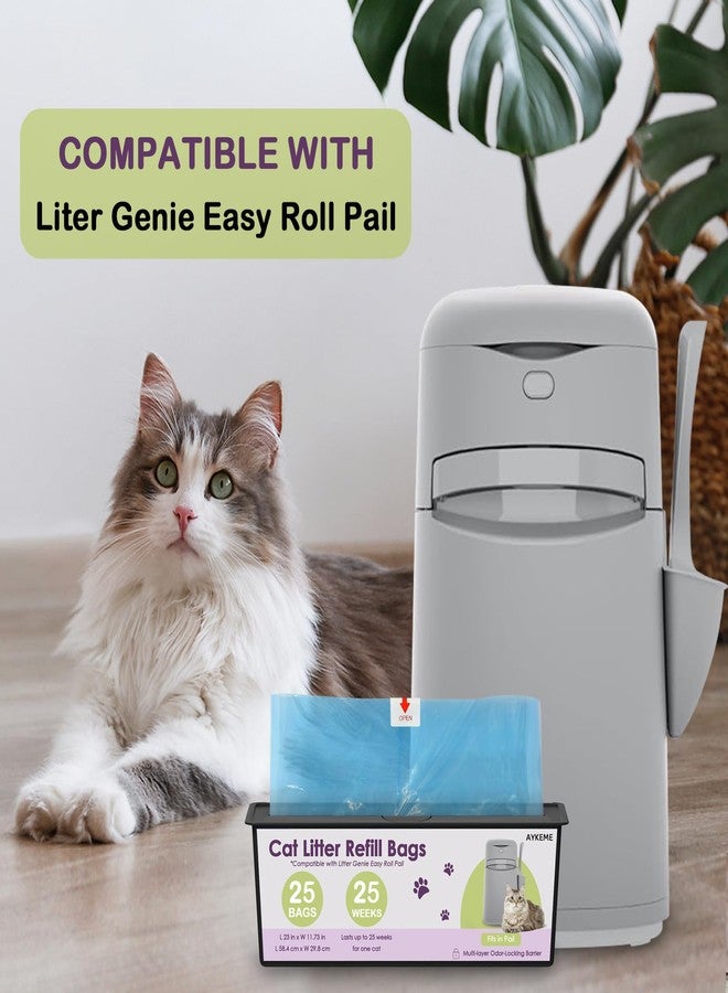 AYKEME 100 Cat Litter Refill Roll Bags Compatible with Litter Genie Easy Roll Pail | Odor-Control & Long-Lasting Refills | 4 Pack (100 Bags Total) - Image 2