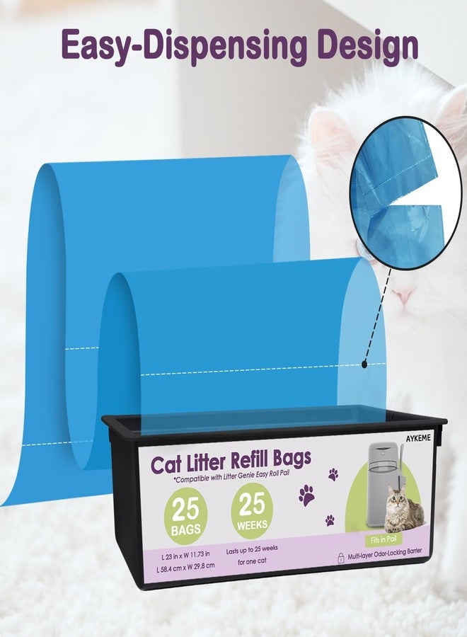 AYKEME 100 Cat Litter Refill Roll Bags Compatible with Litter Genie Easy Roll Pail | Odor-Control & Long-Lasting Refills | 4 Pack (100 Bags Total) - Image 4