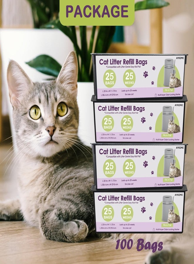 AYKEME 100 Cat Litter Refill Roll Bags Compatible with Litter Genie Easy Roll Pail | Odor-Control & Long-Lasting Refills | 4 Pack (100 Bags Total) - Image 5