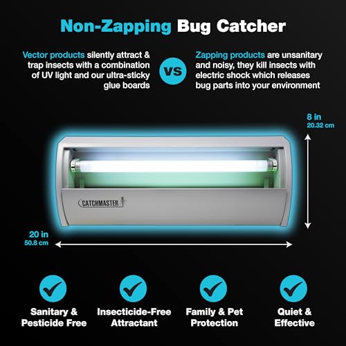 Catchmaster Pro Series Flying Insect Light Trap, Electric UV Light Fly Trap, Silent Adhesive Glue Board, Mosquito Gnat Killer Indoor, UV Lamp Bug Catcher, Pest Control for Home & Garage - Image 3