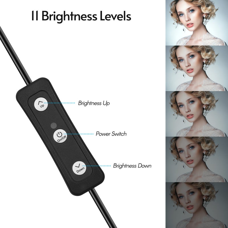 طقم إضاءة مؤتمرات فيديو بـ USB مع 1* مصباح فيديو LED قابل للتعديل 5600كلفن + 1* مقود سطح مكتب + 1* محول تركيب قابل للدوران بزاوية 180 درجة + 4* ألوان (أحمر/أصفر/أزرق/أبيض) للبث المباشر - Image 4