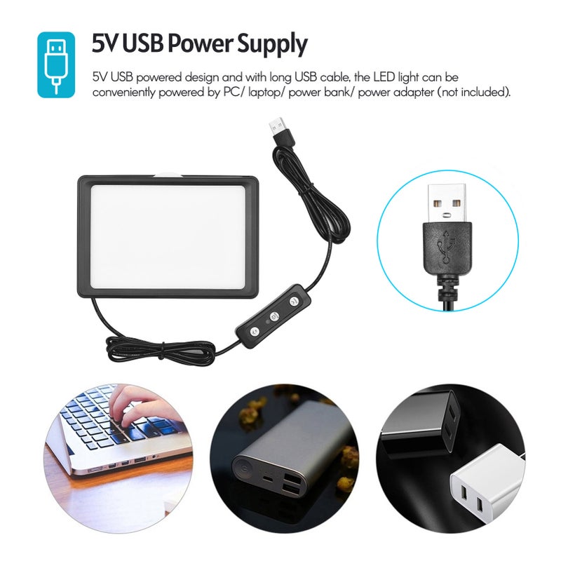 طقم إضاءة مؤتمرات فيديو بـ USB مع 1* مصباح فيديو LED قابل للتعديل 5600كلفن + 1* مقود سطح مكتب + 1* محول تركيب قابل للدوران بزاوية 180 درجة + 4* ألوان (أحمر/أصفر/أزرق/أبيض) للبث المباشر - Image 5