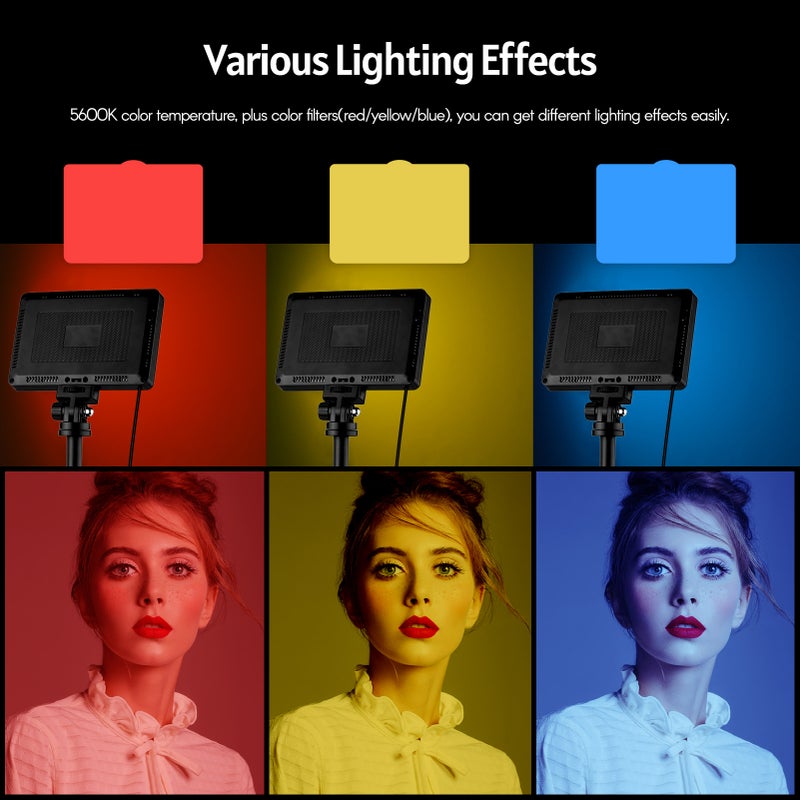 طقم إضاءة مؤتمرات فيديو بـ USB مع 1* مصباح فيديو LED قابل للتعديل 5600كلفن + 1* مقود سطح مكتب + 1* محول تركيب قابل للدوران بزاوية 180 درجة + 4* ألوان (أحمر/أصفر/أزرق/أبيض) للبث المباشر - Image 3
