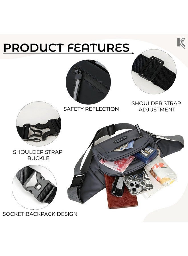 Kraptick Premium Unisex Waist Bag for Men and Women - Stylish Fanny Pack, Hip Bag, Outdoor Waist Bag (Black) - Image 3