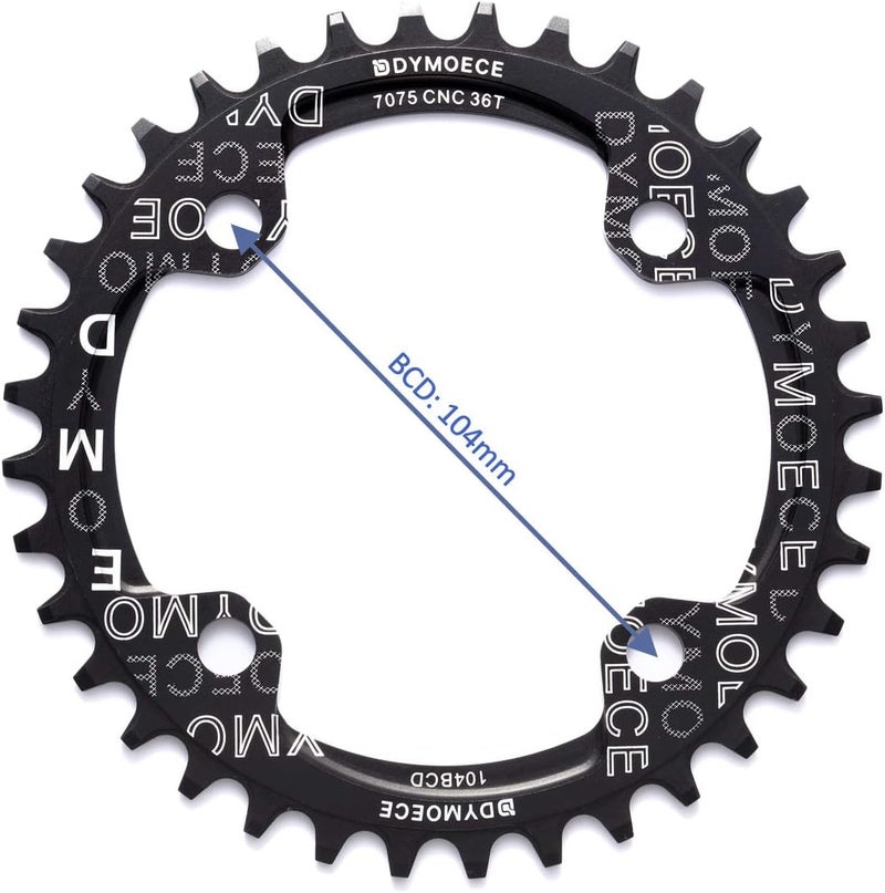Dymoece Narrow Wide Bike Single Chainring 104BCD 32T 34T 36T 38T for 9 10 11 Speed Round,Black/Red-Compatible with Most of Shimano and Sram Cranksets - Image 5