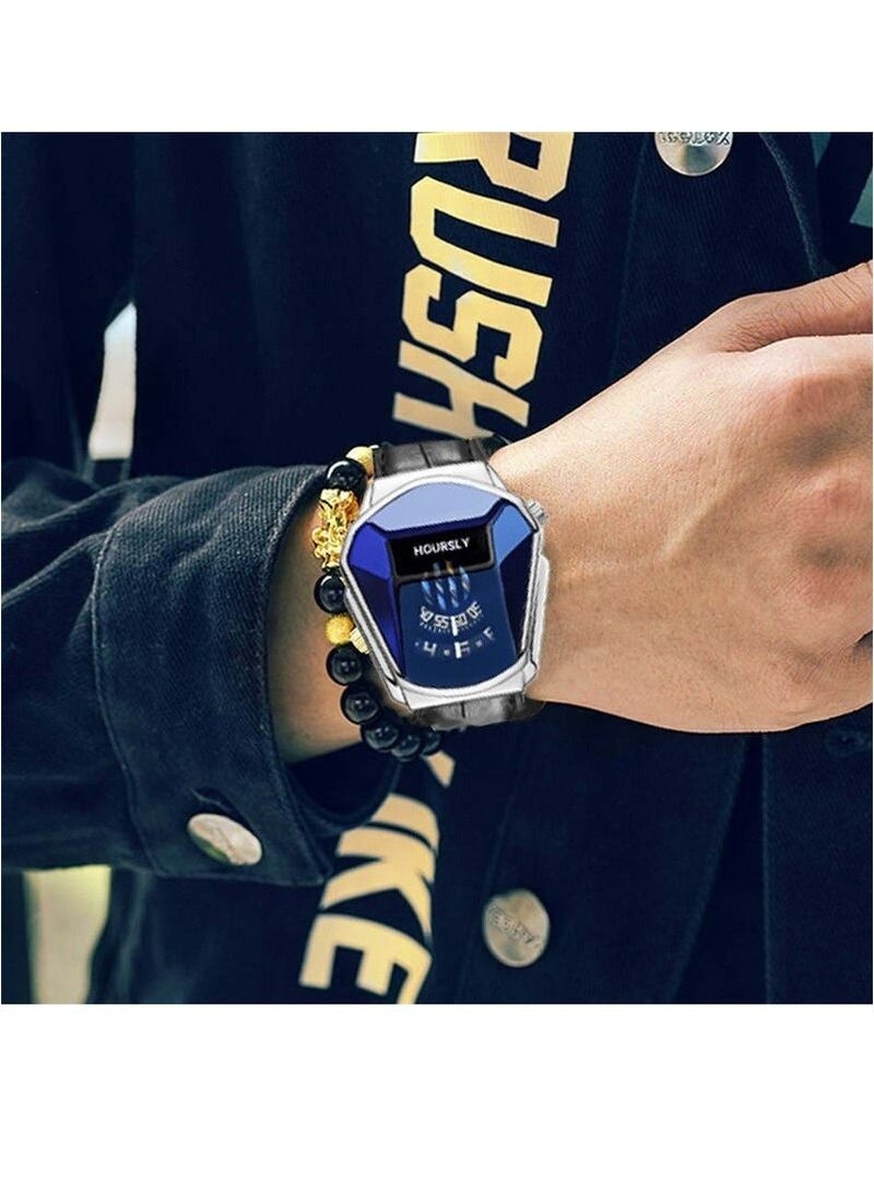 هاورسلي ساعة يد رجالية فاخرة HOURSLY Trend Cool ساعة يد جلدية موضة كوارتز للرجال - Image 3