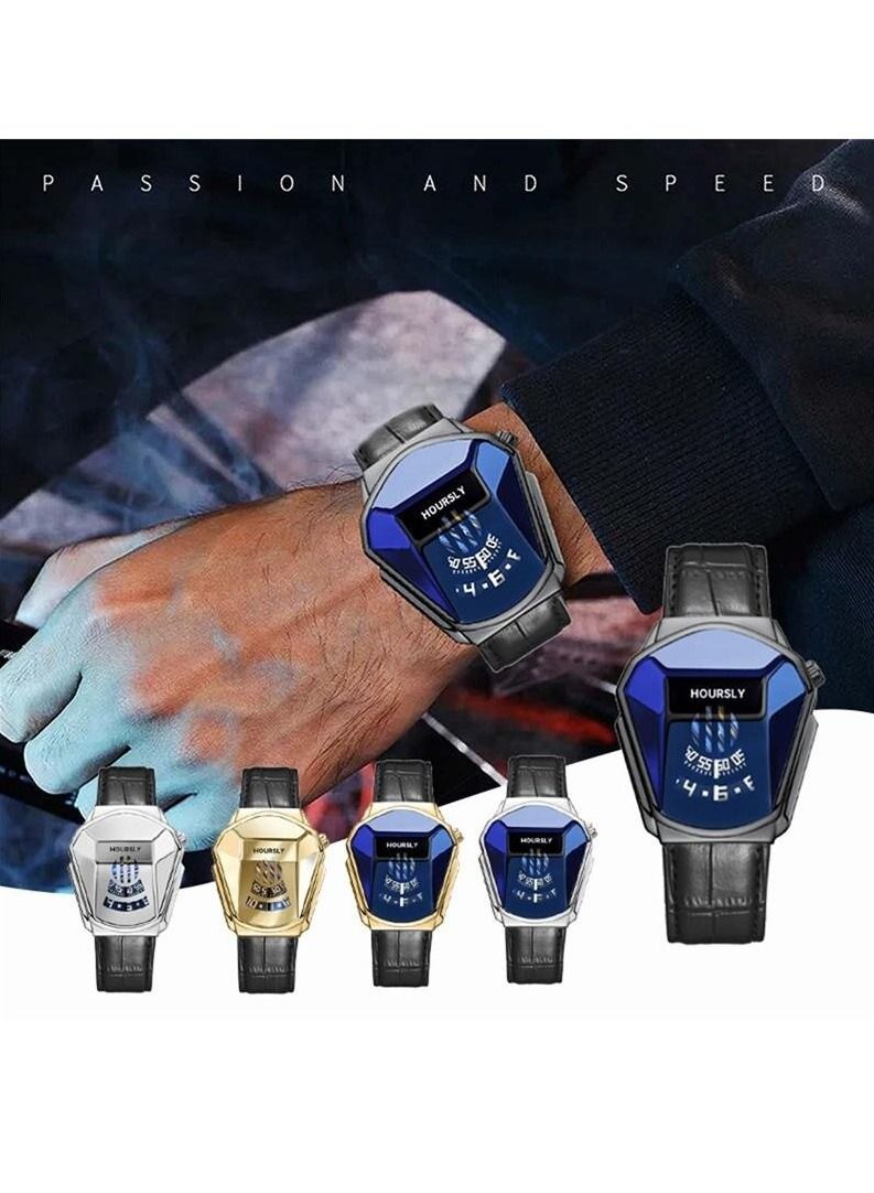 هاورسلي ساعة يد رجالية فاخرة HOURSLY Trend Cool ساعة يد جلدية موضة كوارتز للرجال - Image 4