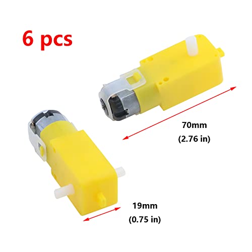 Antrader Gear Motor Dual Shaft 3-6V TT Motor for Smart Car Robot Pack of 6 (I Shape) - Image 2