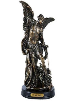 Pacific Giftware St. Michael San Miguel The Great Protector Archangel Defeating Satan Figurine 8 Inch Tall Wooden Base with Brass Name Plate