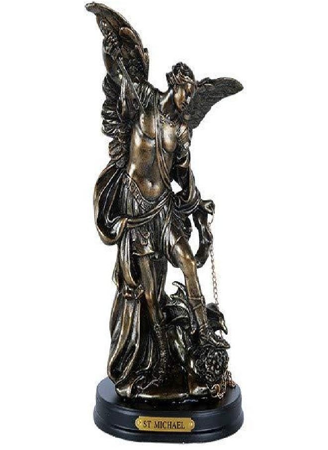 Pacific Giftware - Pacific Giftware St. Michael San Miguel The Great Protector Archangel Defeating Satan Figurine 8 Inch Tall Wooden Base with Brass Name Plate - Image 1