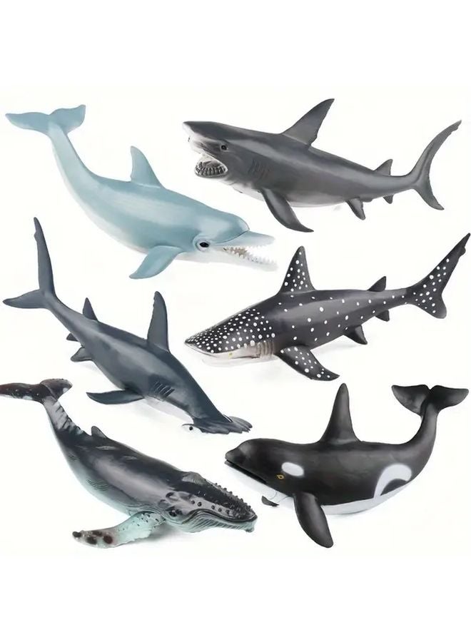 Shark Whale Dolphin Humpback Killer Whale Hammerhead Marine Animal Model Toy Set - Image 2