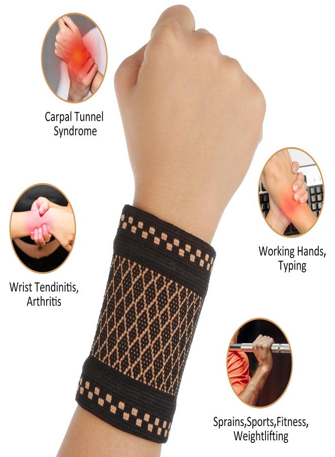 WY LIGHTING LEVEL Copper Wrist Compression Sleeve, Compression Wrist Brace Wrist Support Wrap Improved Circulation Pain Relie Recovery, Elastic Wrist Band for Arthritis, Workout, Carpal Tunnel, Wrist Support for Women - Image 3