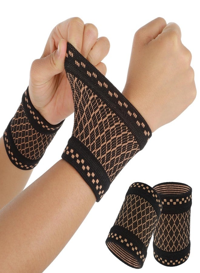 WY LIGHTING LEVEL Copper Wrist Compression Sleeve, Compression Wrist Brace Wrist Support Wrap Improved Circulation Pain Relie Recovery, Elastic Wrist Band for Arthritis, Workout, Carpal Tunnel, Wrist Support for Women - Image 1