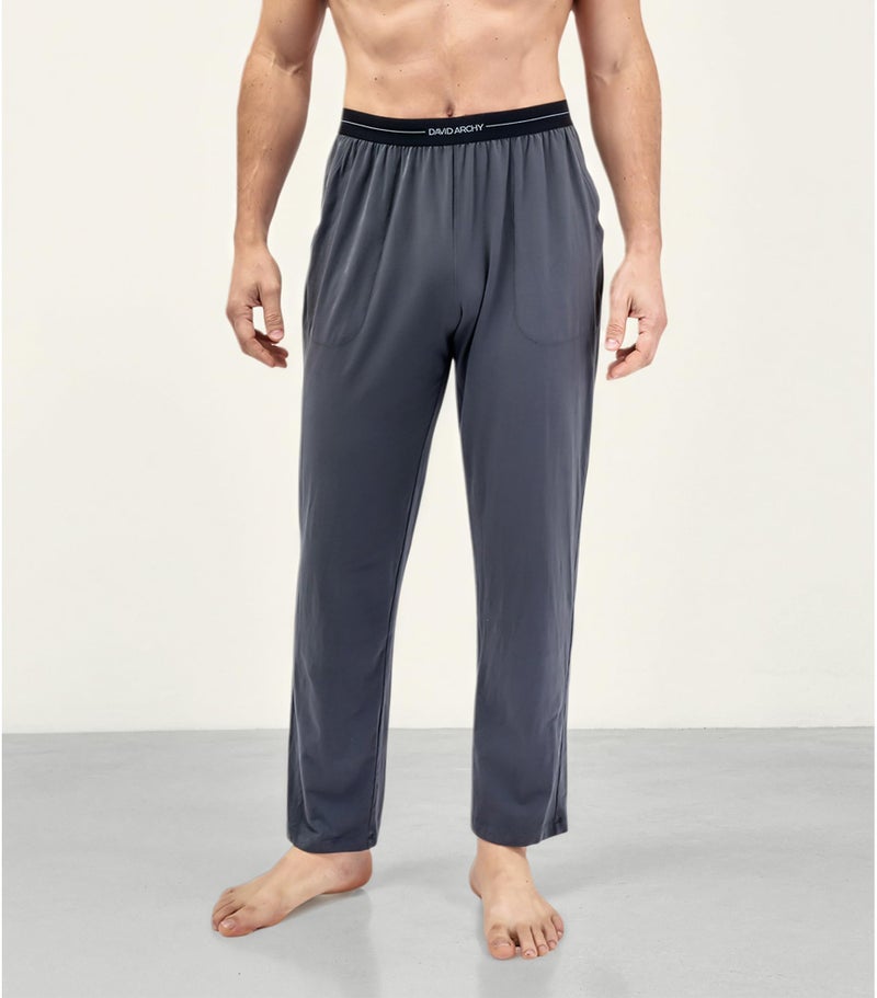DAVID ARCHY Men's Pajama Pants Cotton Comfy Sleep Bottoms, Lightweight Lounge Pants with Pockets Soft Sleepwear PJs, 2 Pack - Image 3