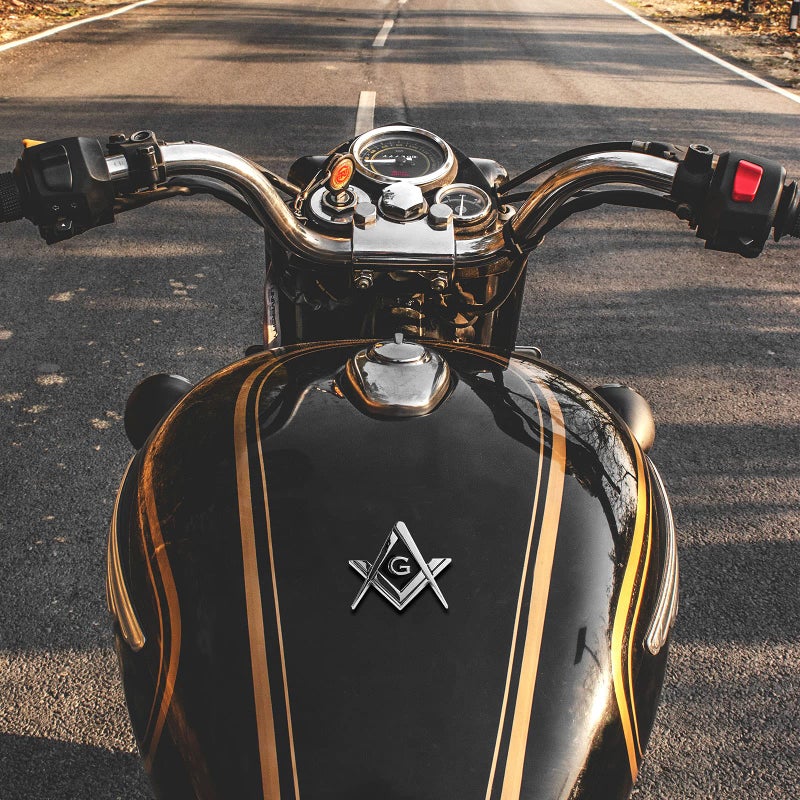 Creatrill 2 Pack 2.75" Chrome Plated Masonic Car Emblem Mason Square and Compasses Auto Truck Motorcycle Decal Gift Accessories - Image 5