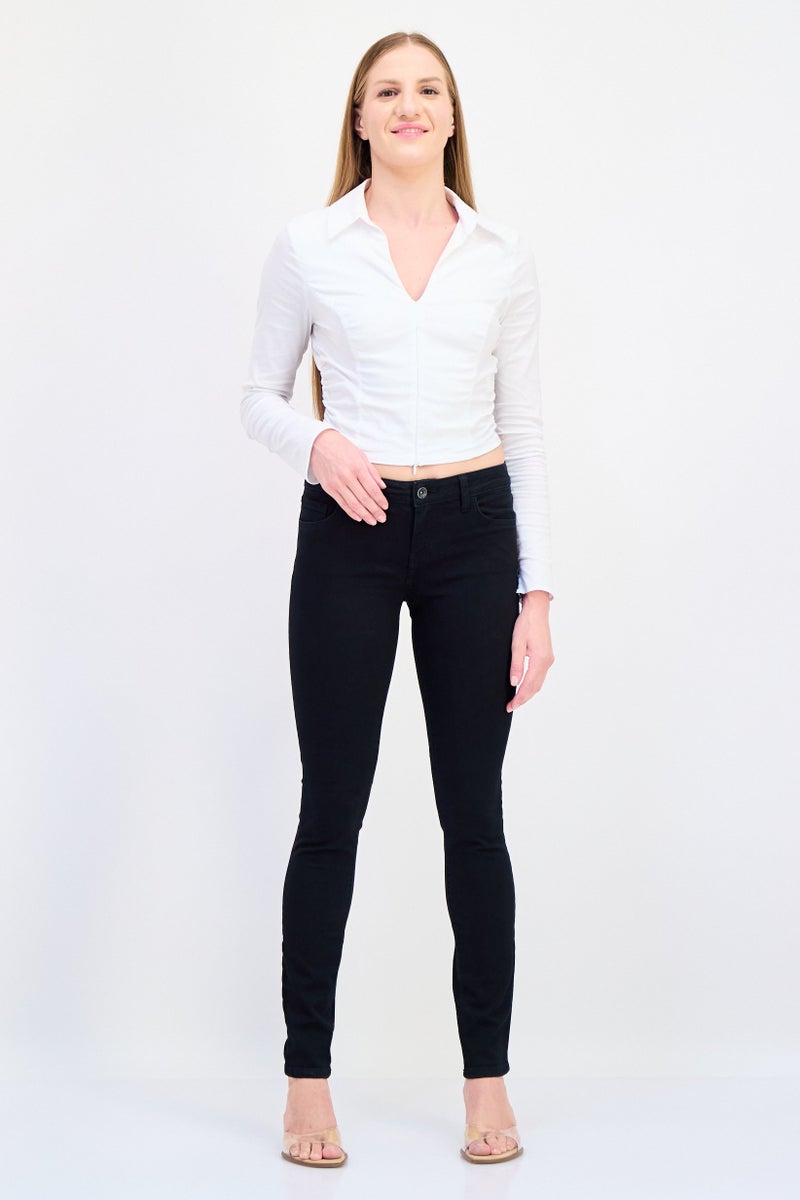 VANS جينز ضيق للنساء قابل للتمدد، أسود - Image 4