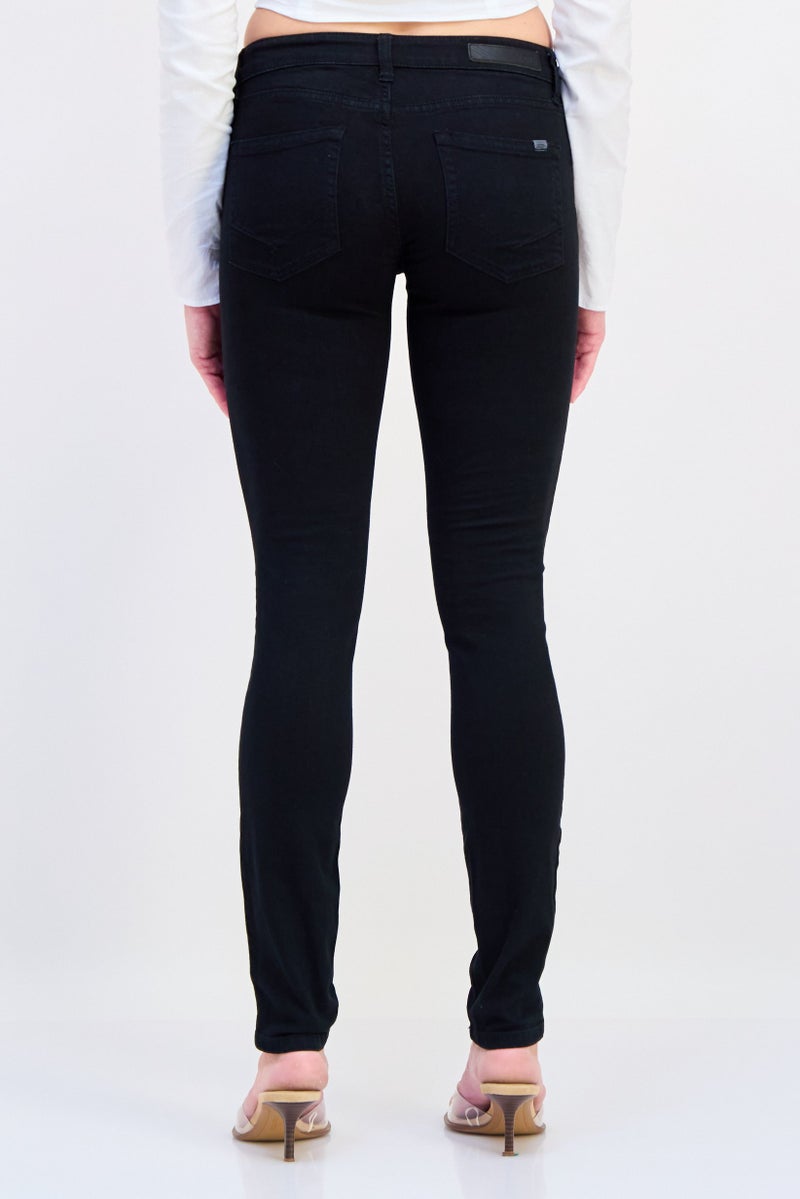 VANS جينز ضيق للنساء قابل للتمدد، أسود - Image 3