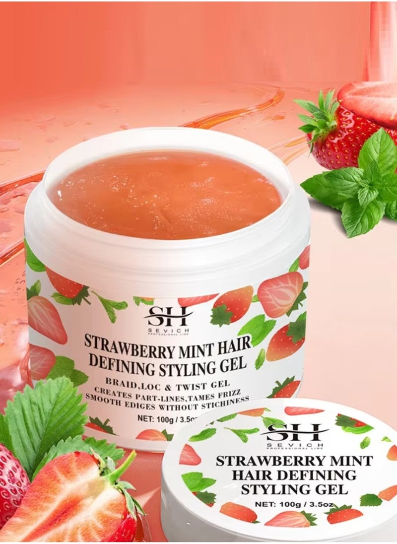 Sevich 100g Strawberry Mint Hair Defining Styling Gel Braid Loc and Twist Gel Create Part Lines and Tames Frizz Moisturize Hydrate Hair and Nourish Scalp Promote Hair Growth with Batana Oil  - Image 1