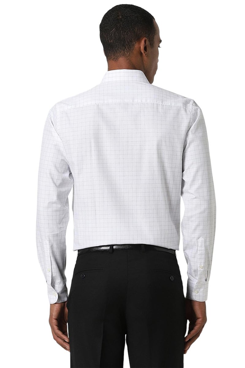 Peter England Men's Checks Shirts White - Image 3