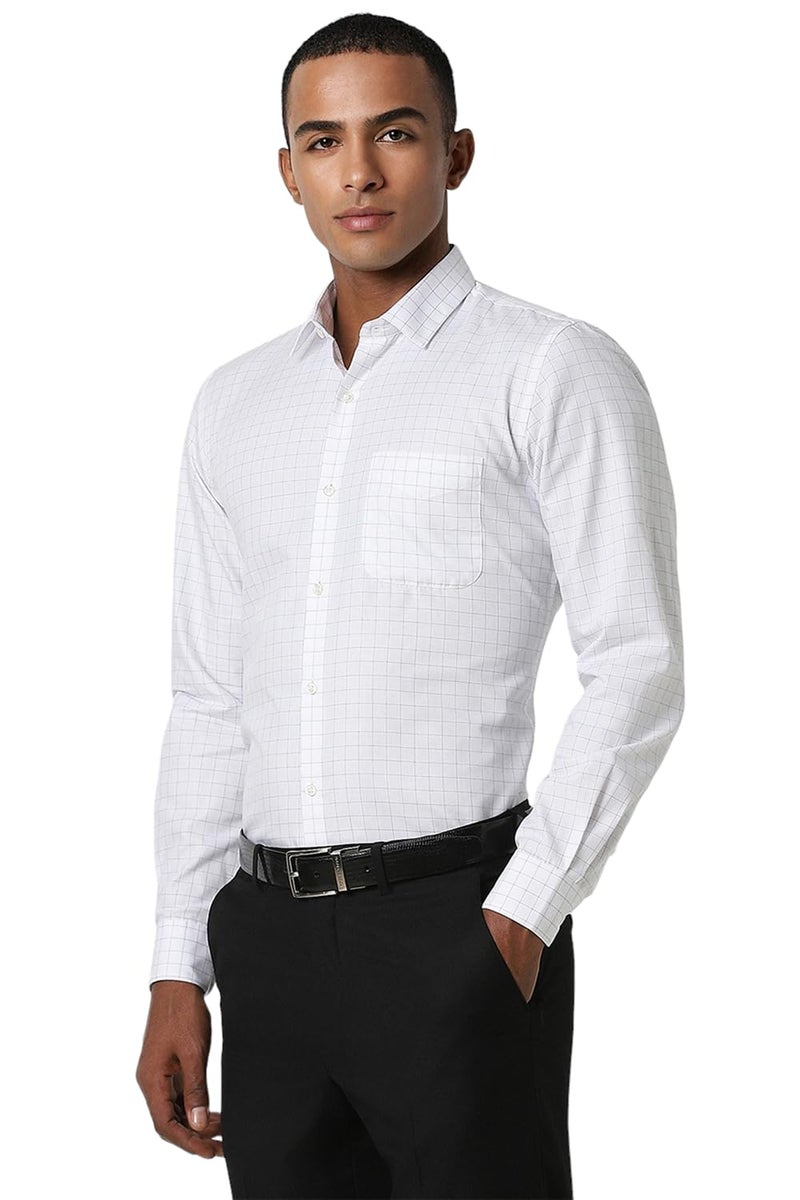Peter England Men's Checks Shirts White - Image 2