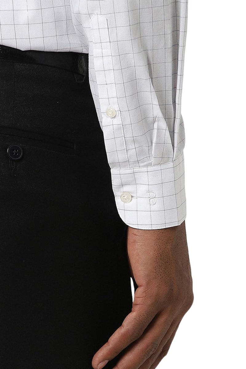 Peter England Men's Checks Shirts White - Image 5