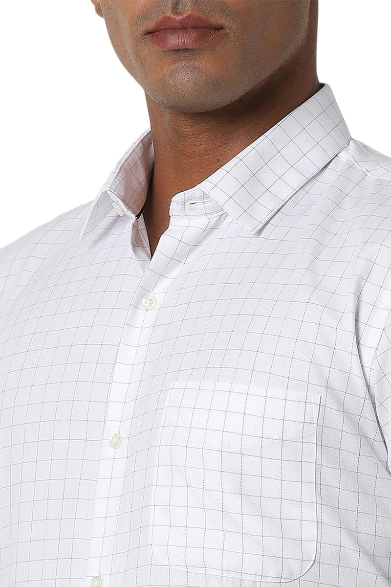 Peter England Men's Checks Shirts White - Image 4