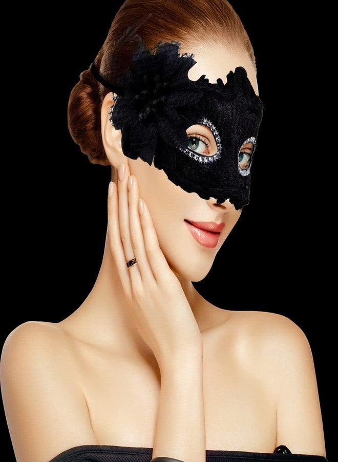 Boobeen Halloween Lace Mask, Masquerade Venetian Mask Lace Eye Mask, Half Face Masquerade Mask for Carnival Ball Dress Party - Image 2