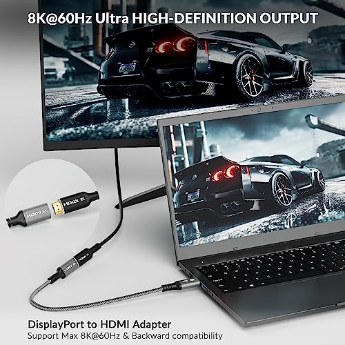 Togconn 8K DisplayPort to HDMI Adapter, Uni-Directional DP 1.4 Male (Source) to HDMI 2.1 Female (Screen) Converter, DP Male to HDMI Connector 8K@60Hz, 4K@120Hz for PC, Dell, HP, NVIDIA, Laptop and More - Image 4