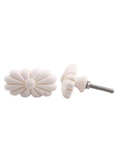 Indian-Shelf IndianShelf 2 Piece White Knobs Bone Door Knob Flower Cupboard Door Handle 508 cm Drawer Pulls  - Image 1