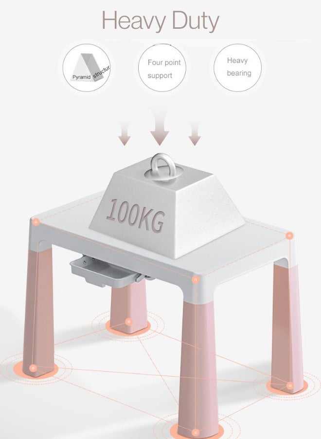 Marcolo One Table & Two Chairs Set – Durable Kids’ Activity Furniture – BPA-Free, Safe, and Easy to Clean – For Play, Learning, and Dining (Pink) - Image 2